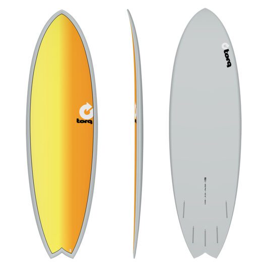 Torq 5'11 Mod Fish Surfboard (Grey/Orange/Yellow)