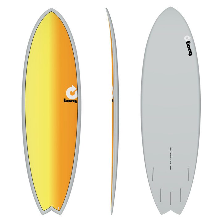 Torq 5'11 Mod Fish Surfboard (Grey/Orange/Yellow)