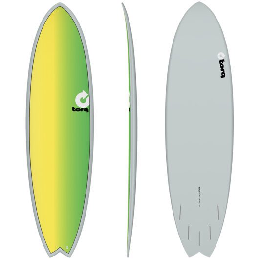 Torq 6'10 Mod Fish Surfboard (Grey/Yellow/Green)